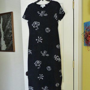 Casual Corner Annex sea life black T midi dress L